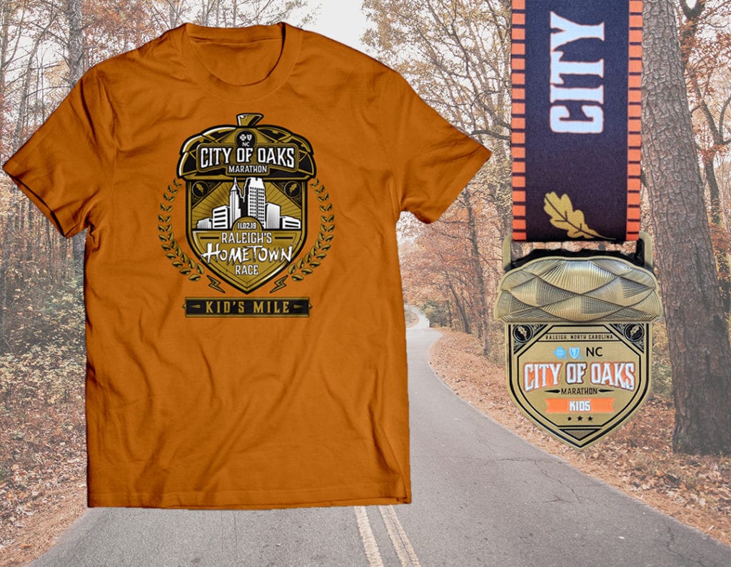 City of Oaks Kids Mile Shirt and Finisher Medal